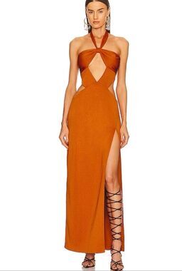 Dundas x Revolve Christy’s Maxi Dress Toffee Brown Size XXS